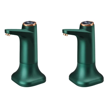2X Elektrikli Su Şişesi Pompası Tabanı İle USB su sebili Taşınabilir Otomatik Su Pompası Kova Şişe Dağıtıcı Yeşil