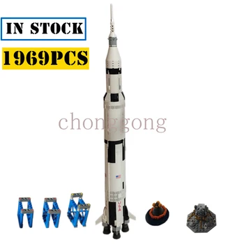Klasik Model ABD Apollo Saturn V Fırlatma aracı Roket Fit 21309 10231 Yapı Taşları Çocuk Eğitim Oyuncaklar Yılbaşı Hediyeleri