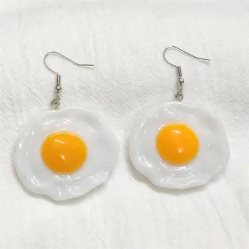Kızarmış Yumurta Haşlanmış Yumurta Küpe Kış Kız Benzersiz Moda İlginç Kadın Takı Aksesuarları Kolye Hediye