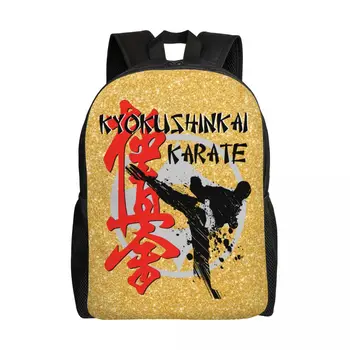 Kyokushı Karate Sırt Çantaları Erkekler Kadınlar için Koleji Okul Öğrencileri Bookbag Uyar 15 İnç Dizüstü Dövüş Sanatları Çanta