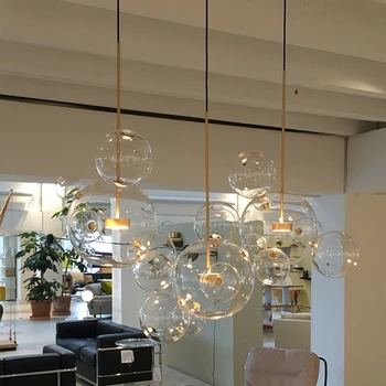 Iskandinav Modern Şeffaf Cam Kabarcıklar Avize Aydınlatma Sonrası LED Kolye Lamba Oturma Odası İçin Kapalı Dekor aydınlatma armatürü Süspansiyon
