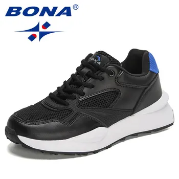 BONA 2023 Yeni Tasarımcılar Adam Nefes dayanıklı Sneakers Yürüyüş Ayakkabısı Popüler vulkanize ayakkabı Erkekler Platformu rahat ayakkabılar