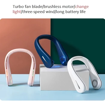 Yeni Youpin Taşınabilir Boyun Fanlar USB Şarj Edilebilir Dilsiz Bladeless Mini Fan Açık Spor Soğutma Fanı Renkli Aydınlatma ile