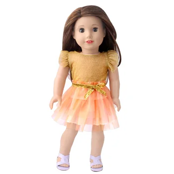 18 İnç amerikan oyuncak bebek Kız oyuncak bebek giysileri Ayakkabı Sarı Dantel Elbise Etek Fit 43Cm Yeniden Doğmuş Bebek OG Kız Bebek Rusya DIY Hediye Oyuncak