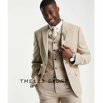 Erkek Üç parçalı Serge Rahat takım elbise pantolon Setleri Erkek Takım Elbise Damat Elbise Adam Lüks Giyim Tam Zarif Erkek Düğün