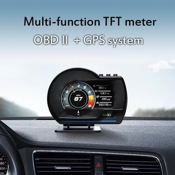 A500 Araba Heads Up Ekran Ölçer Hud Gps + Obd Sistemi Araba Kilometre Takometre Su Sıcaklığı Turbo Projektör Araba Arıza Temizle