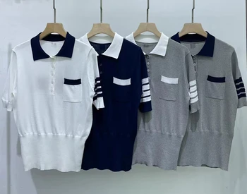 Yüksek Kaliteli TB Kore Moda Yaz Kısa Kollu POLO GÖMLEK Triko Köpek T-shirt Kolej Tarzı Kadın Yaka OL Moda Üst