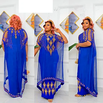 Kadınlar İçin afrika Elbiseler Kısa Kollu Türkiye Elmas Akşam Düğün Parti Kat Uzunluk Elbise Müslüman Afrika Giysi 2023