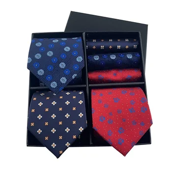 yeni erkek hediye kutusu kravat mendil moda iş Şerit paisley kravat cep meydanı seti lüks ambalaj