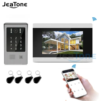 Jeatone Kablosuz WİFİ IP Görüntülü Kapı Telefonu Interkom Dokunmatik Ekran Video Kapı Zili Apartman Erişim Kontrol Sistemi Hareket Algılama