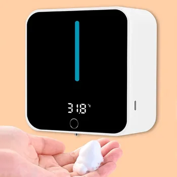 Duvara Monte 3 Dişliler Otomatik Kızılötesi Sensör Şarj Edilebilir Sprey Alkol Köpük Jel Sabunluk Sıcaklık Göstergesi ile