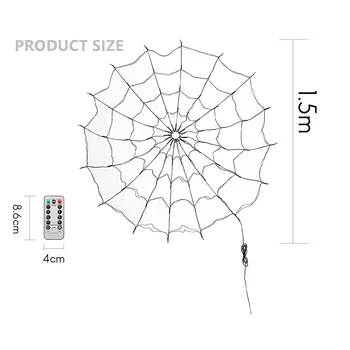 Cadılar Bayramı süslemeleri ışık 5Ft örümcek Web ışıkları, 70 LED 8 modları su geçirmez mor ışık
