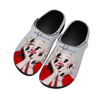 Madonna Pop Rock Şarkıcısı Disko Ev Takunya Özel su ayakkabısı Mens Womens Genç Ayakkabı Takunya Nefes Plaj Delik Terlik Siyah