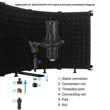 Katlanabilir Mikrofon İzolasyon Kalkanı Yayın Gürültü Azaltma Ekipmanları Stüdyo Akustik Ses Yalıtımı Panelleri Takozlar Ses Geçirmez