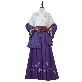 İblis avcısı Kochou Shinobu / Tomioka Giyuu Cosplay Kostüm Kimono Elbise Japon Wafuku Üniforma Cadılar Bayramı Kostümleri Anime Kıyafetler