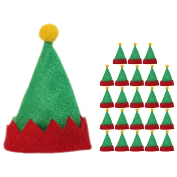 24 Adet Lolipop Minyatür Elf Şapka Noel Şapkaları DIY Dekor dokunmamış Kumaş Parti