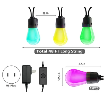 Bluetooth APP çok renkli top ampul ışık dize at dize lamba su geçirmez ABD Plug ile
