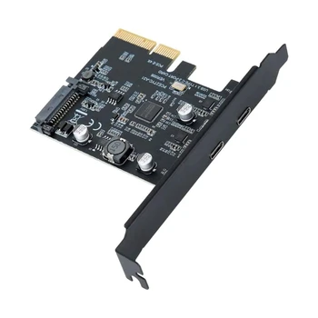 2 Port PCI-E USB 3.2 Tip-C Adaptörü Araba ile 2 Tip-C Genişleme PCI-Express X4 X8 X16 için Windows7/8/10/11 Linux-