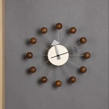 Yaratıcı Ahşap duvar saati Modern Tasarım Oturma Odası Yuvarlak Top Ev Dekorasyon Lüks Sessiz Kuvars Saat Mekanizması Reloj Pared