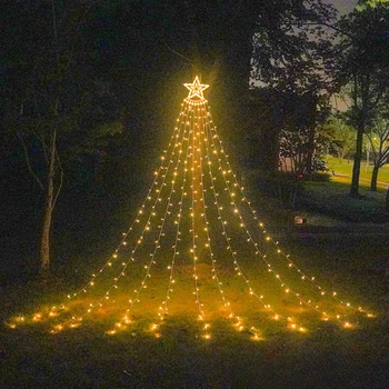 Dış dekorasyon beş köşeli yıldız şelale ışık asılı ağaç avlu akan su şekli