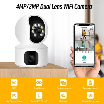 4MP / 2MP Wifi Survalance Kamera Akıllı Ev Çift Lens CCTV bebek izleme monitörü Gece Görüş Hareket Algılama Ev Gözetim Kamera