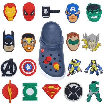 Tek satış 1 adet Marvel Süper Kahramanlar Ayakkabı Takılar PVC Aksesuarları DIY Ayakkabı Dekorasyon Croc JIBZ Çocuklar X-mas Hediyeler