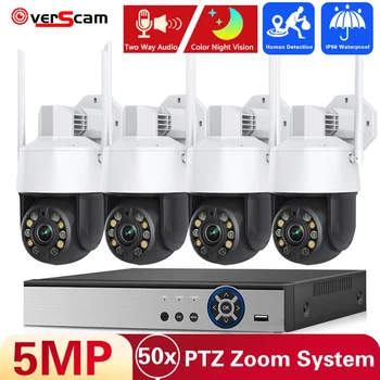 4K 10CH POE NVR 5MP WiFi 50X PTZ Zoom Kablosuz CCTV Sistemi İki Yönlü Ses Renkli Gece IP Güvenlik Kamera Video Gözetim Kitleri