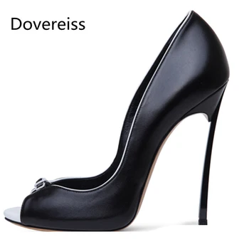 Dovereiss 2023 Moda kadın ayakkabısı Yaz Yeni Zarif Kayma Beyaz Peep Toe Pompaları Seksi Ofis Bayan parti ayakkabıları 40 41 42 43