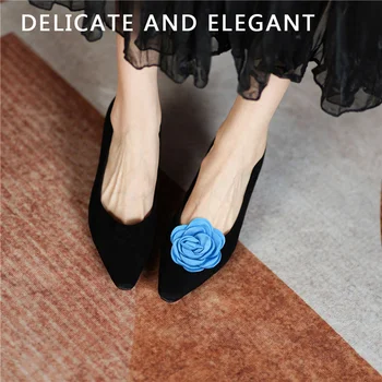 2 Adet düğün ayakkabısı Çiçek Ayrılabilir ayakkabı tokaları Yanmış Kenar Çiçek Ayakkabı Süsleme 2.36 İnç Yüksek Topuklu Aksesuarları DIY