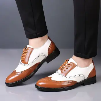 Iş Resmi Erkek deri ayakkabı Hakiki Deri Brogue Zarif Klasik Düğün erkek ayakkabısı Erkekler Elbise Oxford ayakkabı