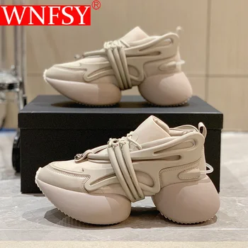 Wnfsy Kadın Sneakers Hakiki Deri Platformu Sneakers Kadın rahat ayakkabılar Tıknaz Sneaker Kalın Taban Büyük Boy Ayakkabı Zapatillas