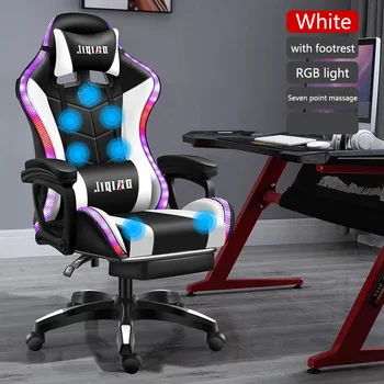 Yüksek kaliteli oyun sandalyesi RGB ışık ofis koltuğu oyun bilgisayar sandalyesi Ergonomik döner sandalye Masaj Recliner Yeni oyun sandalyeleri