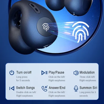 TLG-03 Kulaklık Klip kablosuz kulaklıklar Bluetooth 5.3 mikrofonlu kulaklık LED Ekran Spor Su Geçirmez TWS Kulakiçi Kulak Klipsi