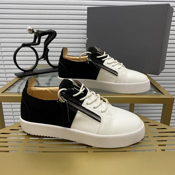 En Kaliteli GZ Erkek rahat ayakkabılar Lüks Bayan deri Sneakers Unisex Moda Eğitmenler Gençlik Tasarımcı kanvas ayakkabılar MD0045