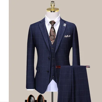 Özel Yapılmış Damat düğün elbisesi Blazer Pantolon İş High-end Klasik Elbise Pantolon SA04-68999