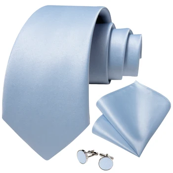 150cm Uzunluk ipek kravatlar Erkekler için Katı Mavi Kırmızı Yeşil Düğün Parti Kravat Seti Cep Meydanı Kol Düğmeleri Aksesuarları Hediye DiBanGu
