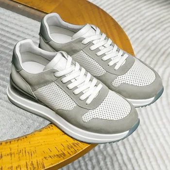 DESAI Erkekler rahat ayakkabılar Hakiki Deri Hafif Erkek koşu ayakkabıları Sneakers Lace Up Nefes 2023 Yumruk Tasarım Yaz