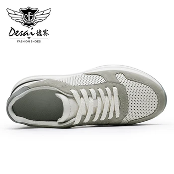 DESAI Erkekler rahat ayakkabılar Hakiki Deri Hafif Erkek koşu ayakkabıları Sneakers Lace Up Nefes 2023 Yumruk Tasarım Yaz