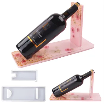 Kırmızı şarap Rafı Kalıp Reçine silikon kalıp DIY Tepsi Epoksi Reçine Tutkal Kalıp Yapımı Şarap Rafı Ekran masaüstü standı Dekorasyon