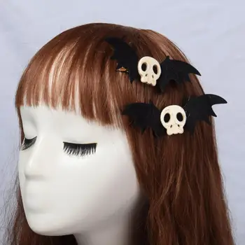 Gotik Lolita Cadılar Bayramı Kafatası Yarasa Blavk Kanatları Firkete Cosplay Kız saç aksesuarları saç tokası Headdress Ücretsiz Kargo
