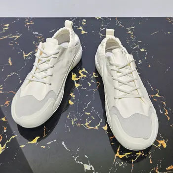 Erkek ayakkabıları sonbahar 2021 yeni deri beyaz gündelik ayakkabı ayakkabı yumuşak taban ayakkabı nefes yumuşak ayakkabı
