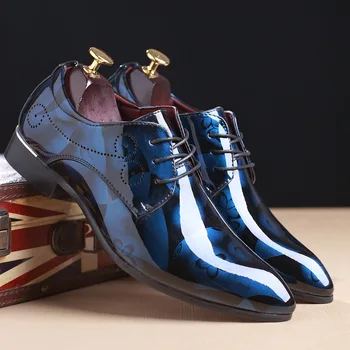 Pop Erkek Elbise Ayakkabı Çiçek Desen Erkek Resmi ayakkabı Deri Lüks Moda Damat Düğün Ayakkabı Erkekler Oxford Ayakkabı Elbise 37-50
