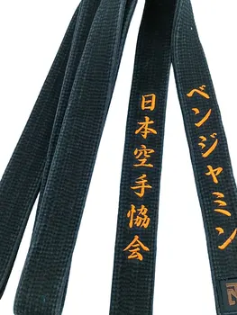 Japonya Karate Derneği Siyah Kuşak Nakış Japon Dövüş sanatları Spor Antrenörü JKA Federasyonu Özelleştirilmiş Adı Pamuk Geniş 5 cm