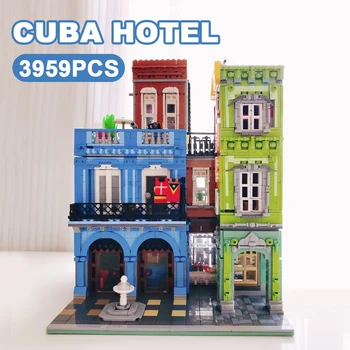 Yaratıcı Küba Otel Kilise Mimarisi Modeli Yapı Taşları Sokak Görünümü Havana Cafe Shop Mikro Tuğla Emporium Oyuncaklar Çocuklar Hediyeler