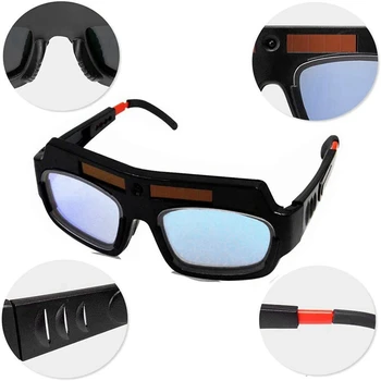6X Güneş Enerjili Otomatik Kararan Kaynak Maskesi Kask Gözlük Kaynakçı Gözlük Ark Anti-Şok Lens saklama kutusu