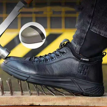 Hakiki deri ayakkabı İş Çizme Güvenlik Çelik Burunlu Ayakkabı Erkekler Anti-smash Anti-delinme Yıkılmaz Ayakkabı Su Geçirmez güvenlik Ayakkabıları