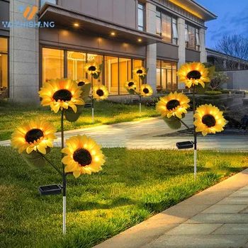 1/3 Kafa LED Güneş Ayçiçeği Açık çim ışığı Güneş LED ışık Bahçe Yard Çim Gece Lambası Peyzaj Bahçe Ev Dekorasyon