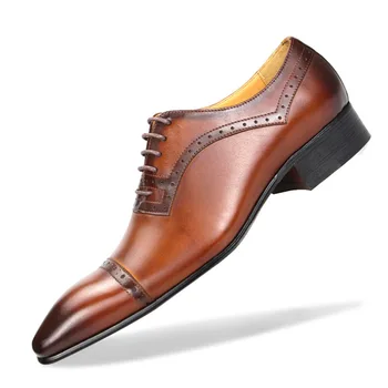 Erkekler İçin ayakkabı Rahat Deri Zarif Elbise İş Resmi Deri Şık Bağcıklı İş Brogue Yetişkin Sapato Masculino 2023