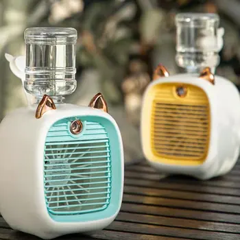2-in-1 Mini Su su buharlı vantilatör USB Şarj Su Soğutma Fanı Seyahat Kamp Yaz Doğal Rüzgar Masaüstü Soğutma Fanı Soğutucu