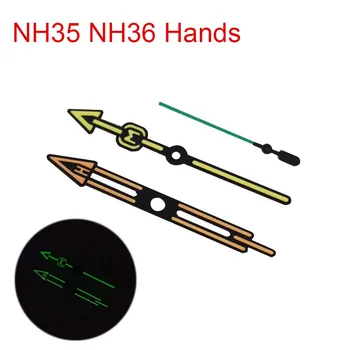 Yeşil ışıklı saat Eller NH35 / NH36 / 4R / 7S Hareketi Modifiye Parçası 3 Pins Nh35 Nh36 İzle Pointer